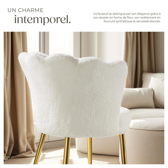 Silla - TECTAKE - STELLA, silla de oficina tapizada con funda de piel sintética, 67 x 64 x 76 cm - Crema/Oro