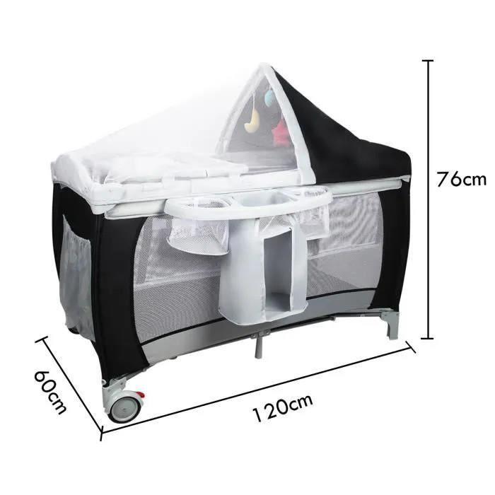 GIANTEX Lit Parapluie Pliable avec Matelas pour Bébé 0-36 Mois,Lit de Voyage avec Table à Langer,Jouets,Capote,Moustiquaire