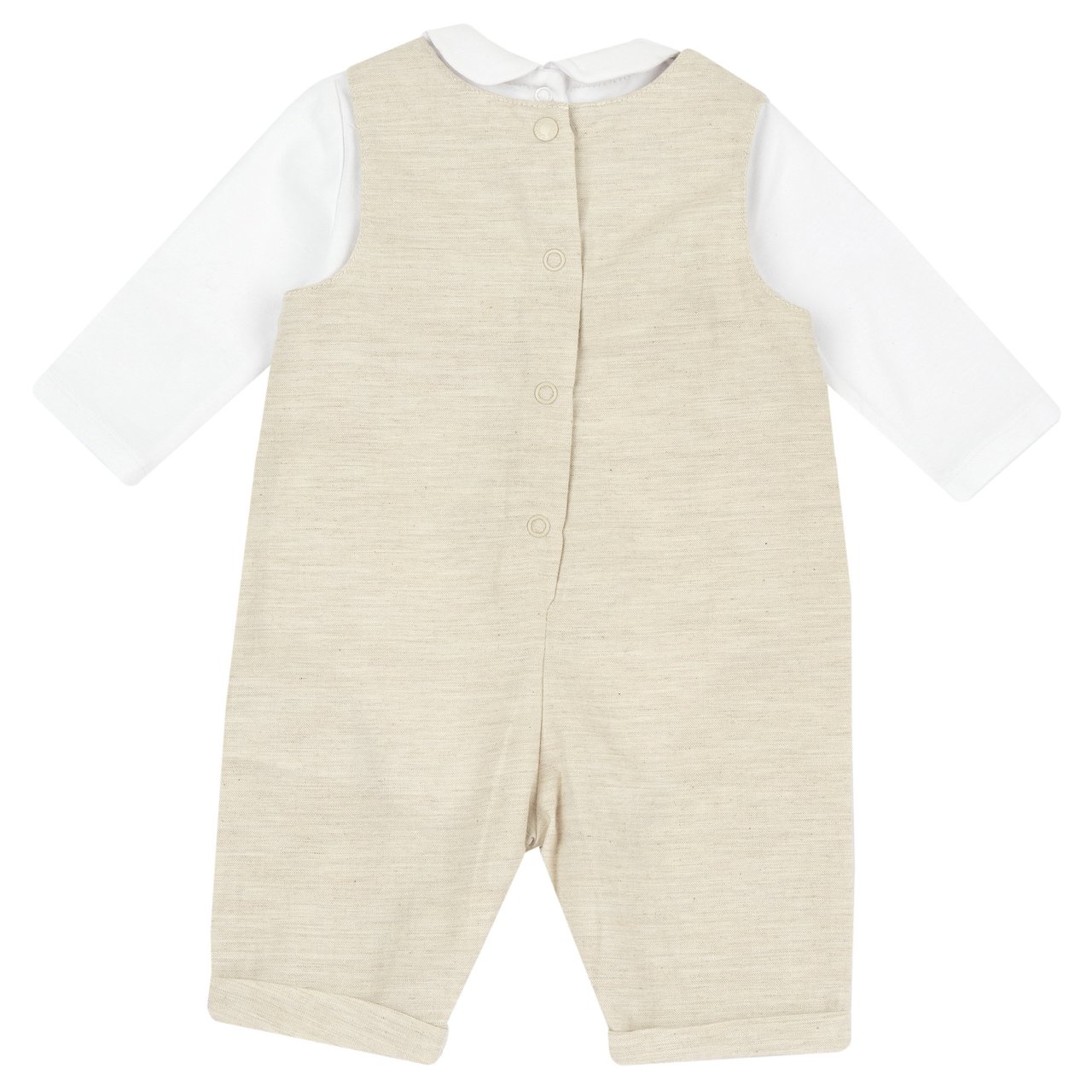 Beige Baby-Latzhose mit Body