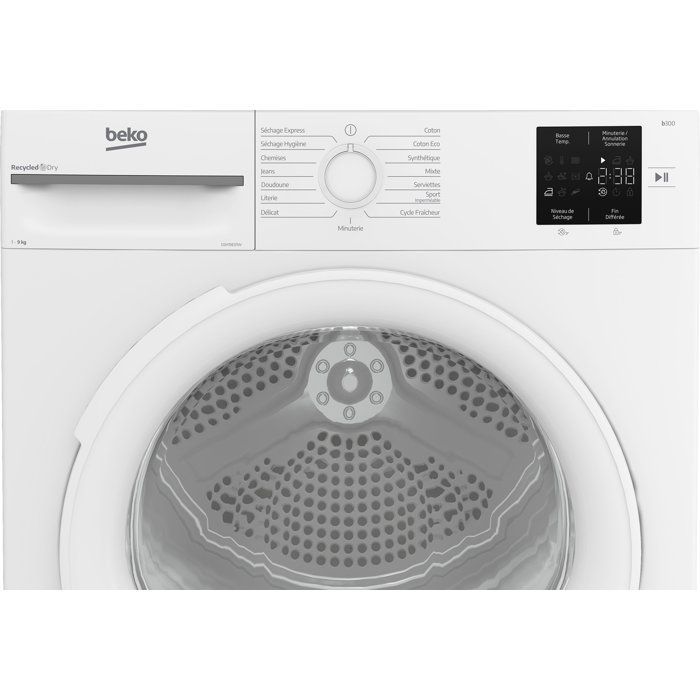 Sèche-linge pompe à chaleur BEKO D3H19E01W Série bPro 500 - 9 kg - L60cm - Blanc