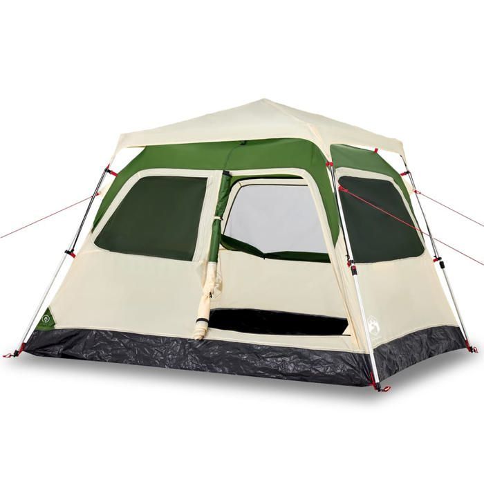 Tienda de campaña tipo domo verde vidaXL para 4 personas con sistema de liberación rápida, tienda de campaña, refugio de camping, refugio de jardín, tienda de jardín, 4004230
