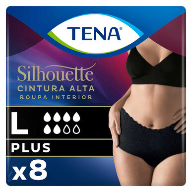 Κιλότ ακράτειας Tena Silhouette Plus L, Μαύρο, 8 τεμ.