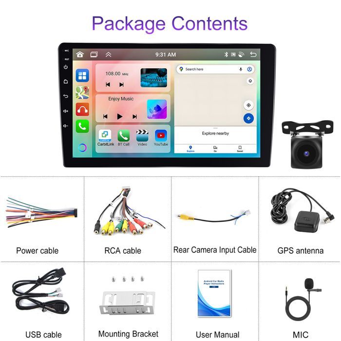 Autorradio Android 13 de 2 DIN [procesador de 8 núcleos, 4+64 GB] con pantalla IPS de 10,1