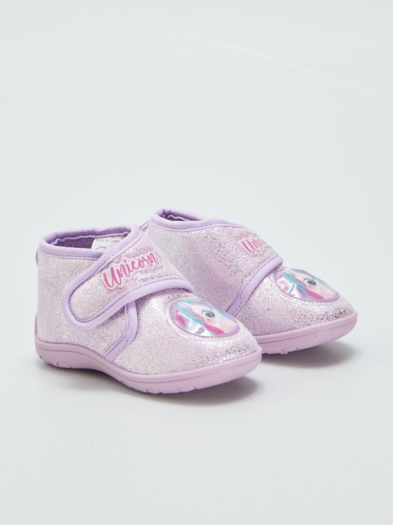 Hoge slippers met klittenbandsluiting - ROZE