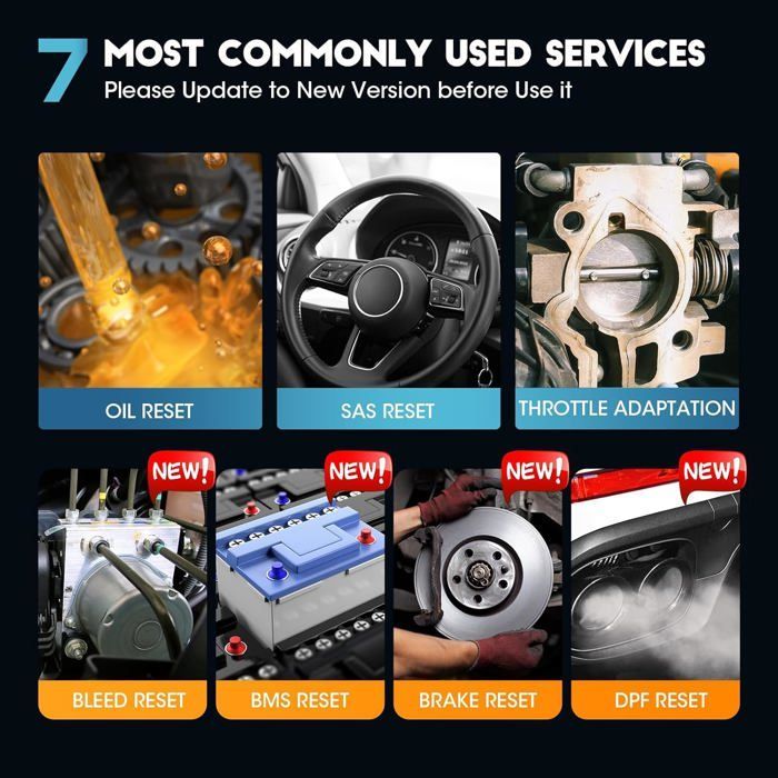 Ferramenta de diagnóstico automotivo - LAUNCH - CRP123X V2.0 - 7 resets - Tela sensível ao toque de 5