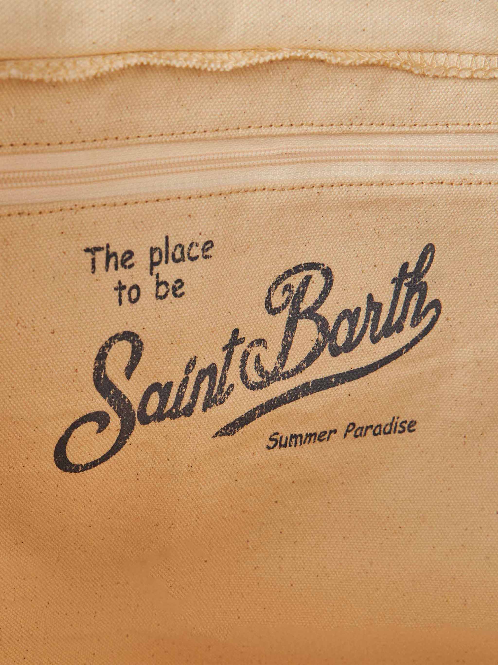 Witte canvas draagtas met effen kleur en Fiorucci Angels-print | FIORUCCI SPECIALE EDITIE | St. Barth-logo en ritsvak | MC2 Saint Barth