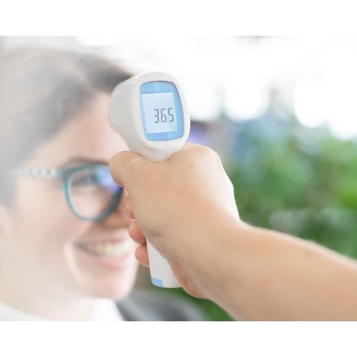 Termometru de frunte fără contact cu infraroșu EDCO Grundig, precis, rapid, memorie pentru 16 temperaturi.