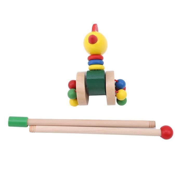 Girello in legno per bambini - SALALIS - Giocattolo da spingere e tirare per imparare a camminare - Bianco - Colorato - Unisex