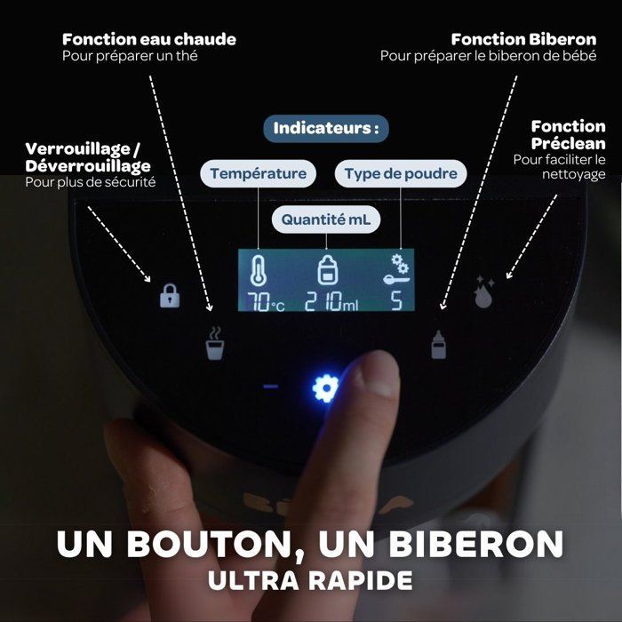Préparateur de biberons - BEABA - MILKEO Plus V2 - Bleu nuit