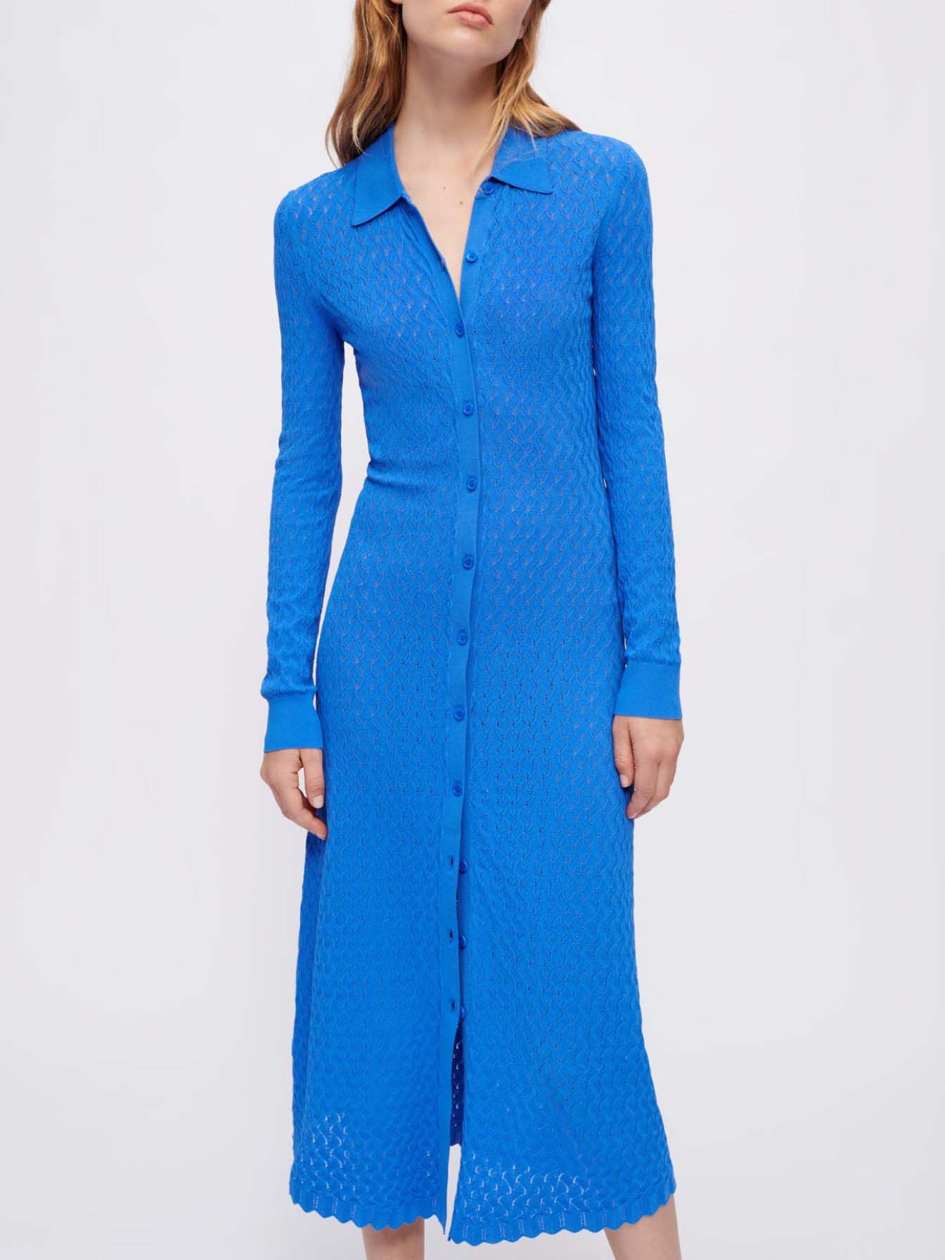 Pointelle-vest - Blauw