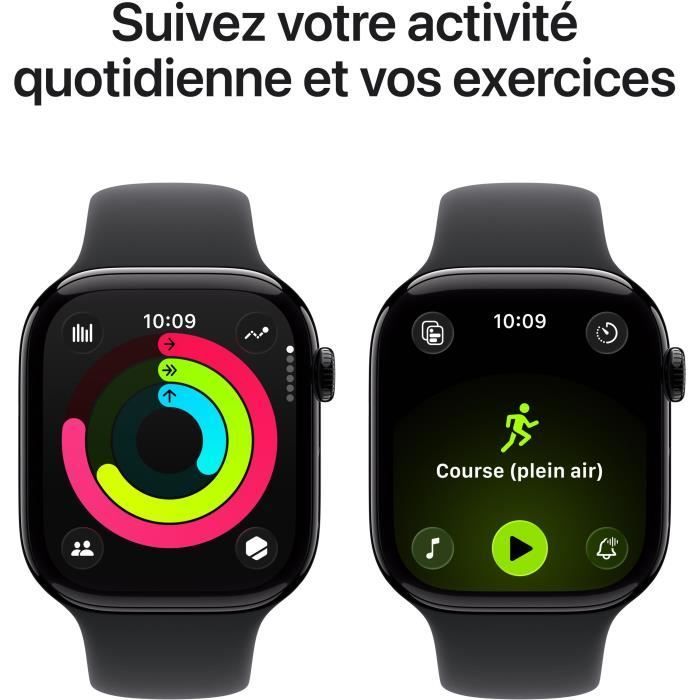 Apple Watch Series 11 GPS - 46mm - Boîtier Jet Black Aluminium  - Bracelet Black Sport Band - M/L