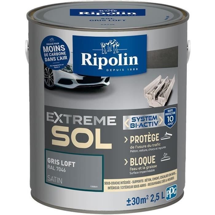 Ripolin high-resistance satin floor paint, loft grey, 2.5L