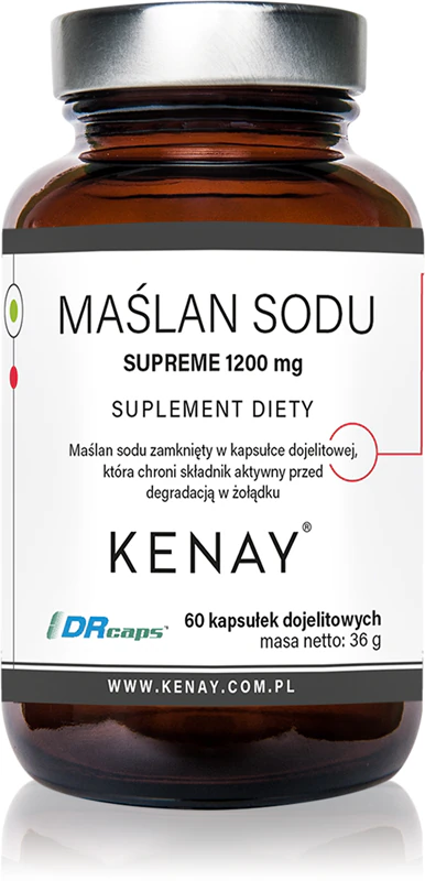 Cápsulas de suplemento alimentar Kenay Sodium Butyrate Supreme 1200 mg para suporte digestivo