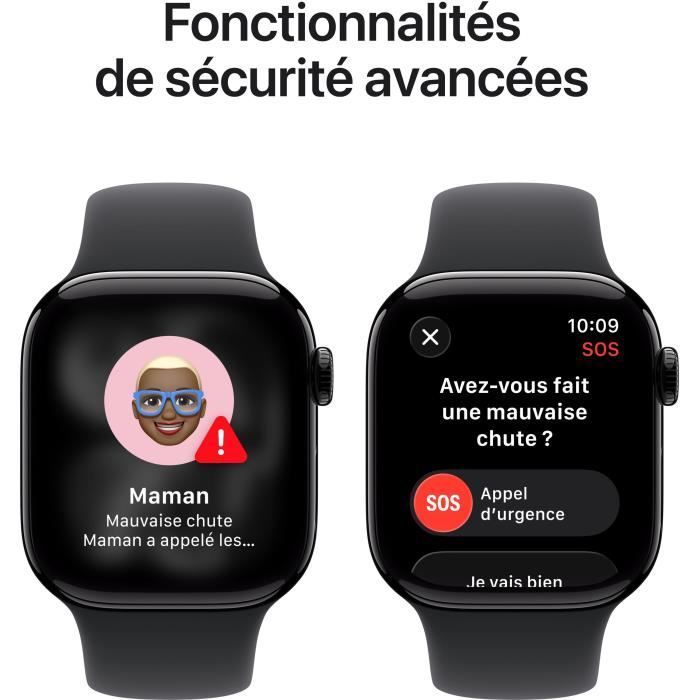 Apple Watch Series 11 GPS - 42mm - Boîtier Jet Black Aluminium  - Bracelet Black Sport Band - S/M