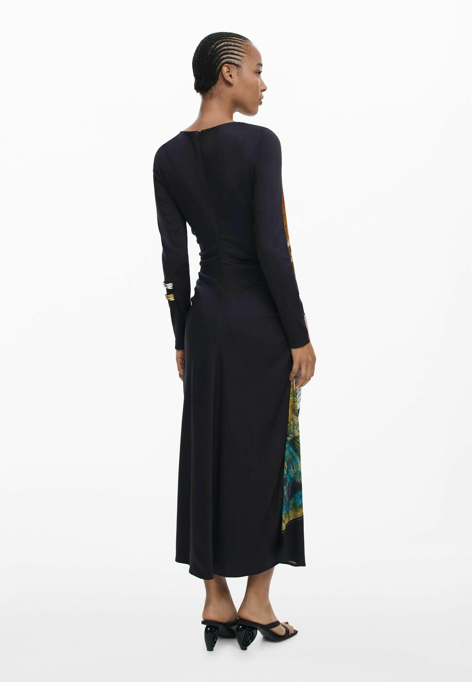 Abito lungo Desigual COLLAGE ASYMMETRICAL - nero
