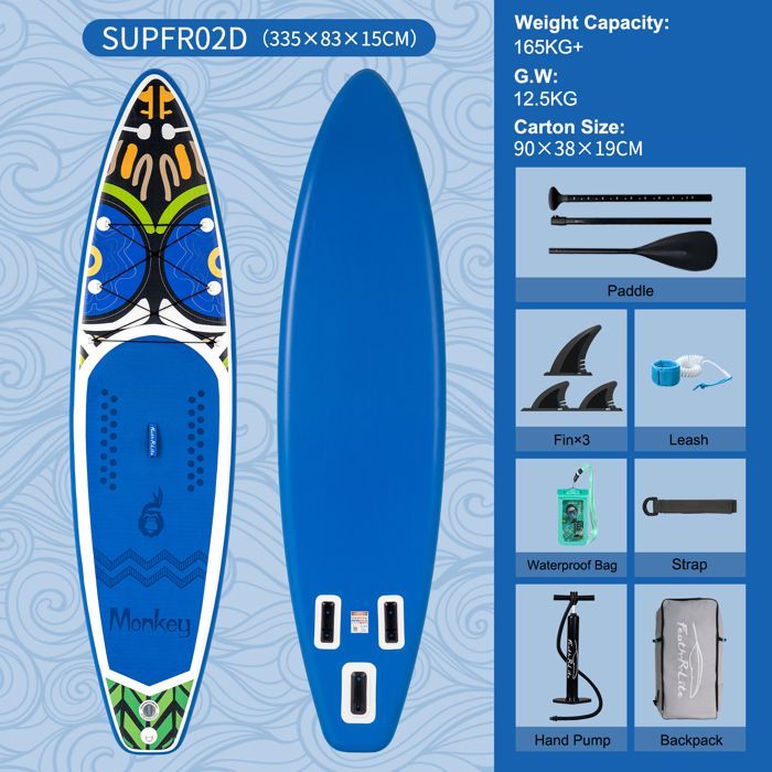 Tavola da surf gonfiabile FunWater per Stand-Up Paddleboarding, accessorio 335x84x15 cm - SUPFR01D Rosso
