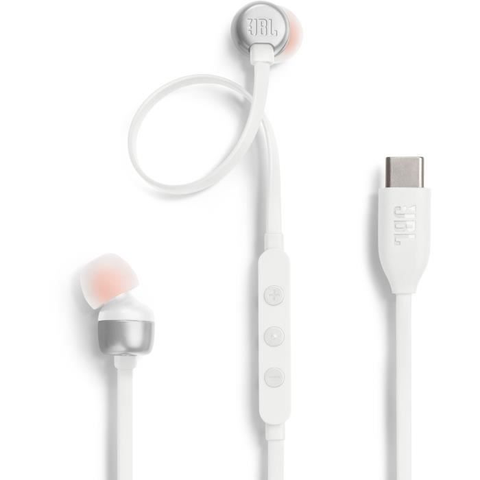 Auriculares con cable JBL Tune 310C - USB-C - Compatibles con audio de alta resolución - Blanco