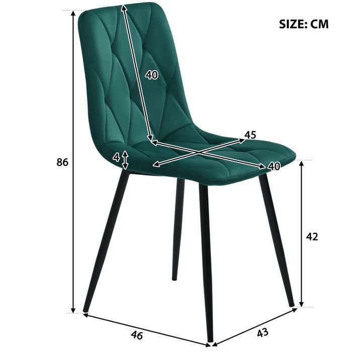 Essgruppe (117 × 68 cm) mit 4 Stühlen – Modernes Küchen-/Wohnzimmer-Set – Stühle aus dunkelgrünem Samt