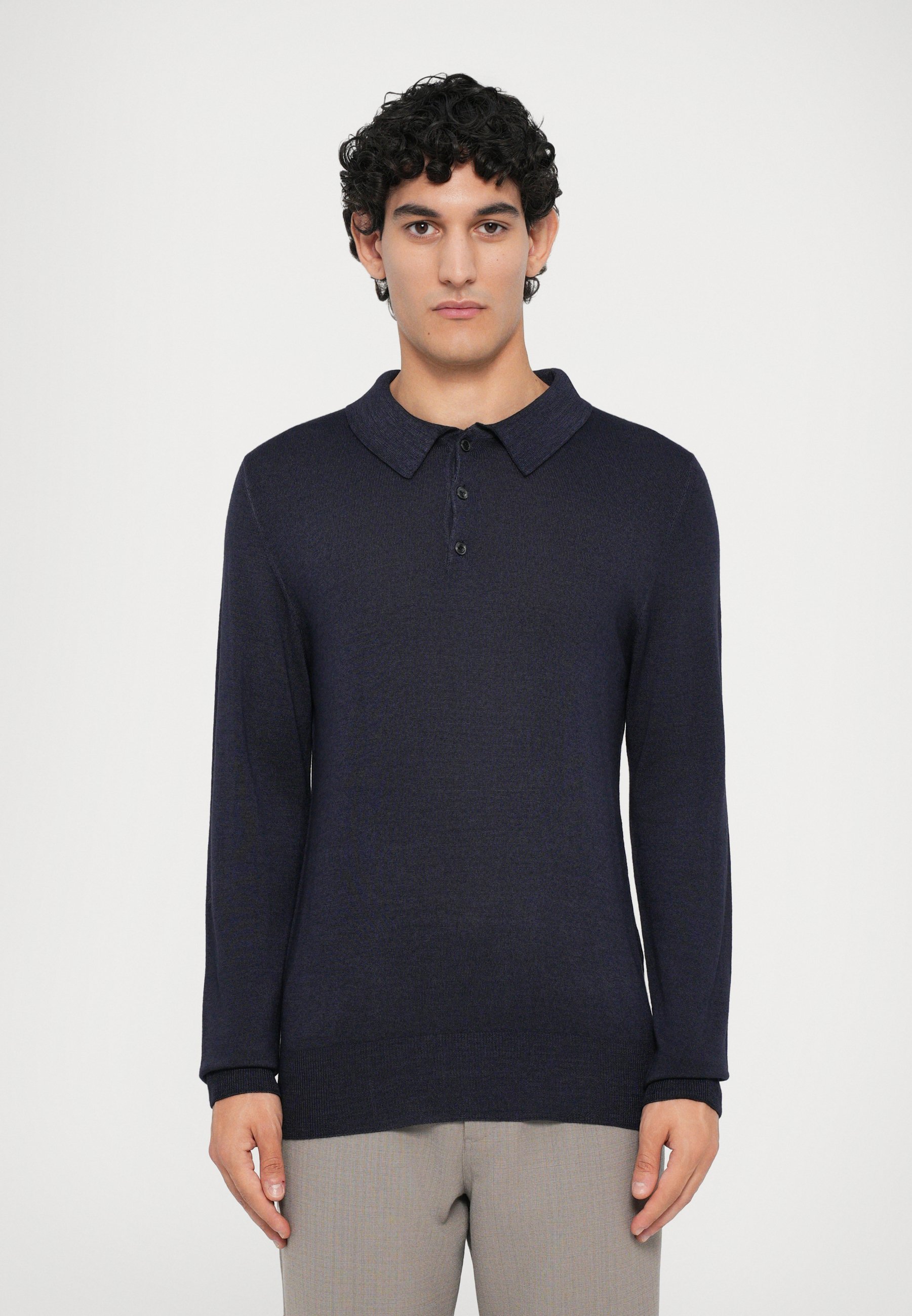 120 % Linoleum, langärmliger Herrenpullover, marineblau