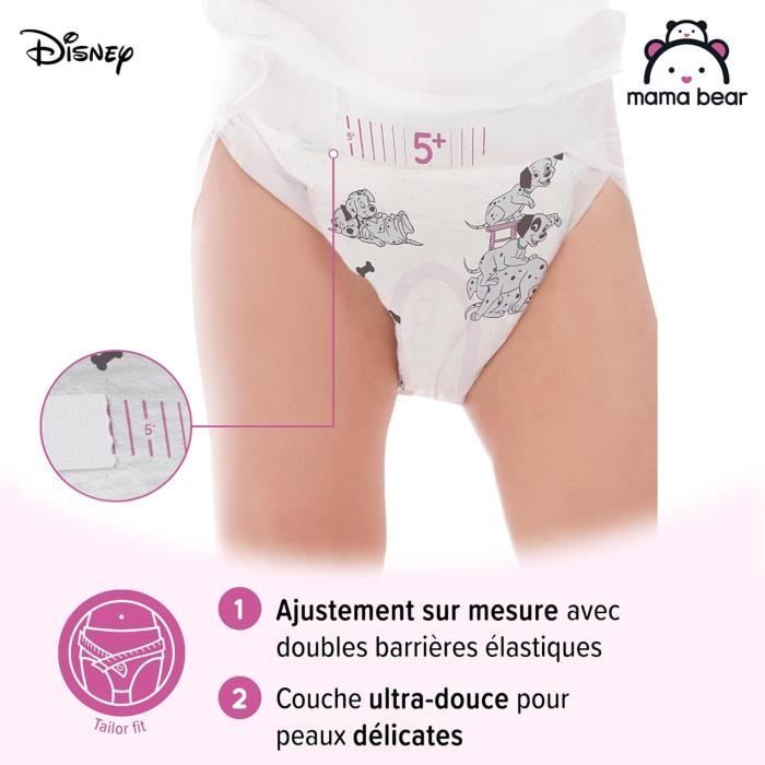 Mama Bear Disney Ultra Absorberende Babyluiers, Maat 5+ 11-17 kg, Wit, 144 stuks (2 verpakkingen van 72) - MAANDVERPAKKING