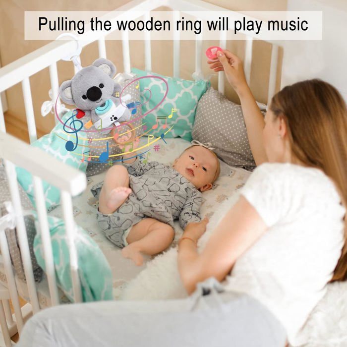 Peluche de koala con música suave - Juguete musical para cochecito y cuna - Regalo ideal para baby shower