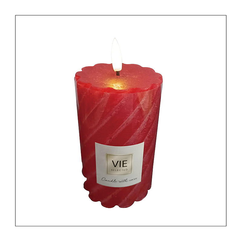 Vie Selected Cube-lampe 12 cm ø 7,6 cm LED-timer spiral rød