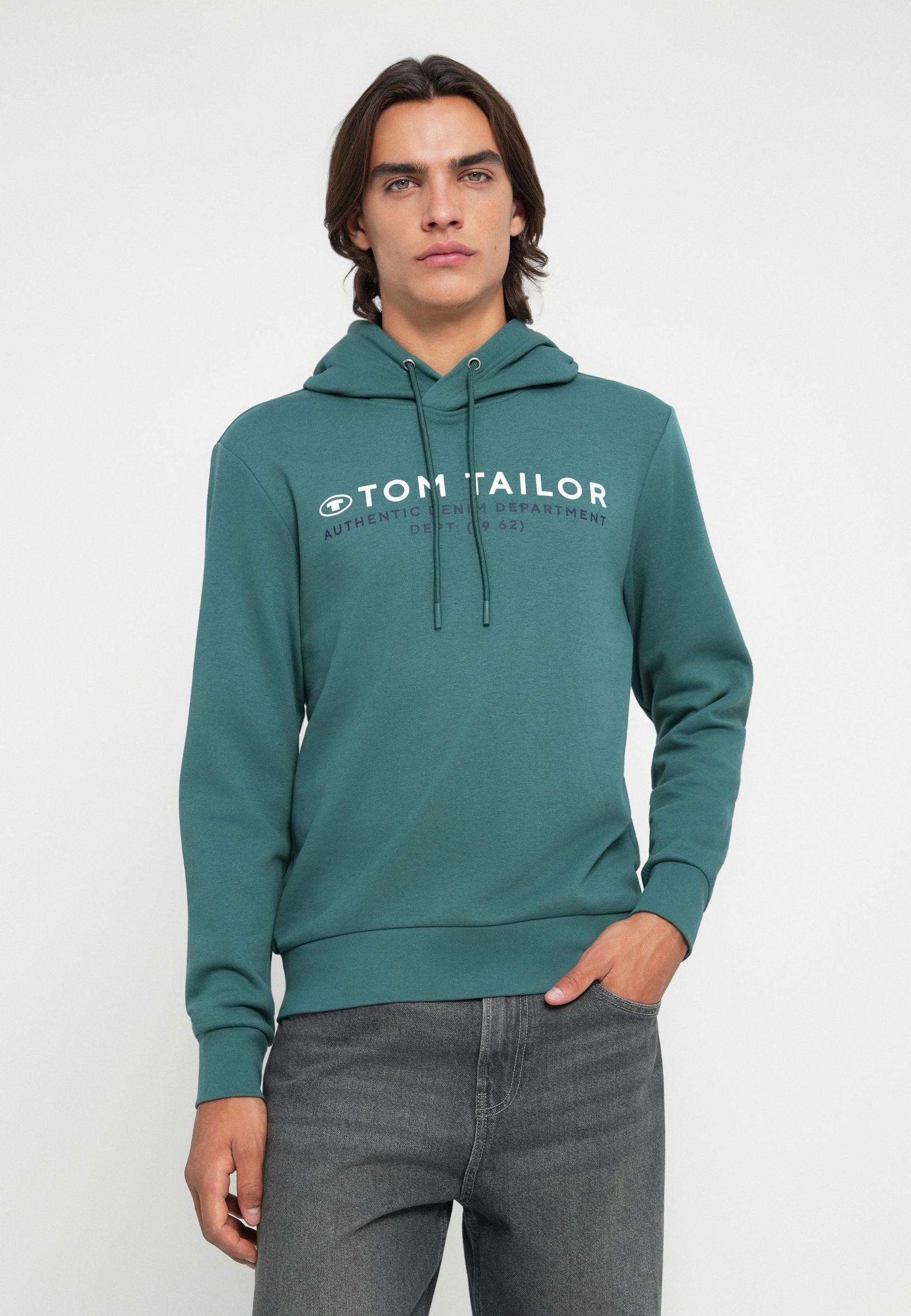 TOM TAILOR PRINTED HOODIE - Hanorac - jasper green