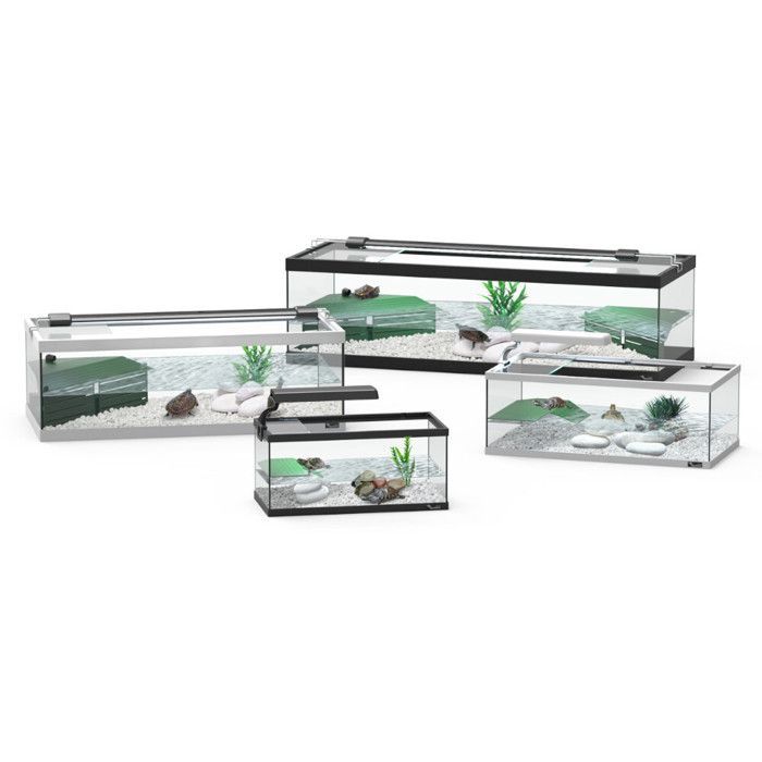 Aquarium pour tortues d'eau - Aquatlantis - Tortum - Noir - 104x40x30cm - Filtre