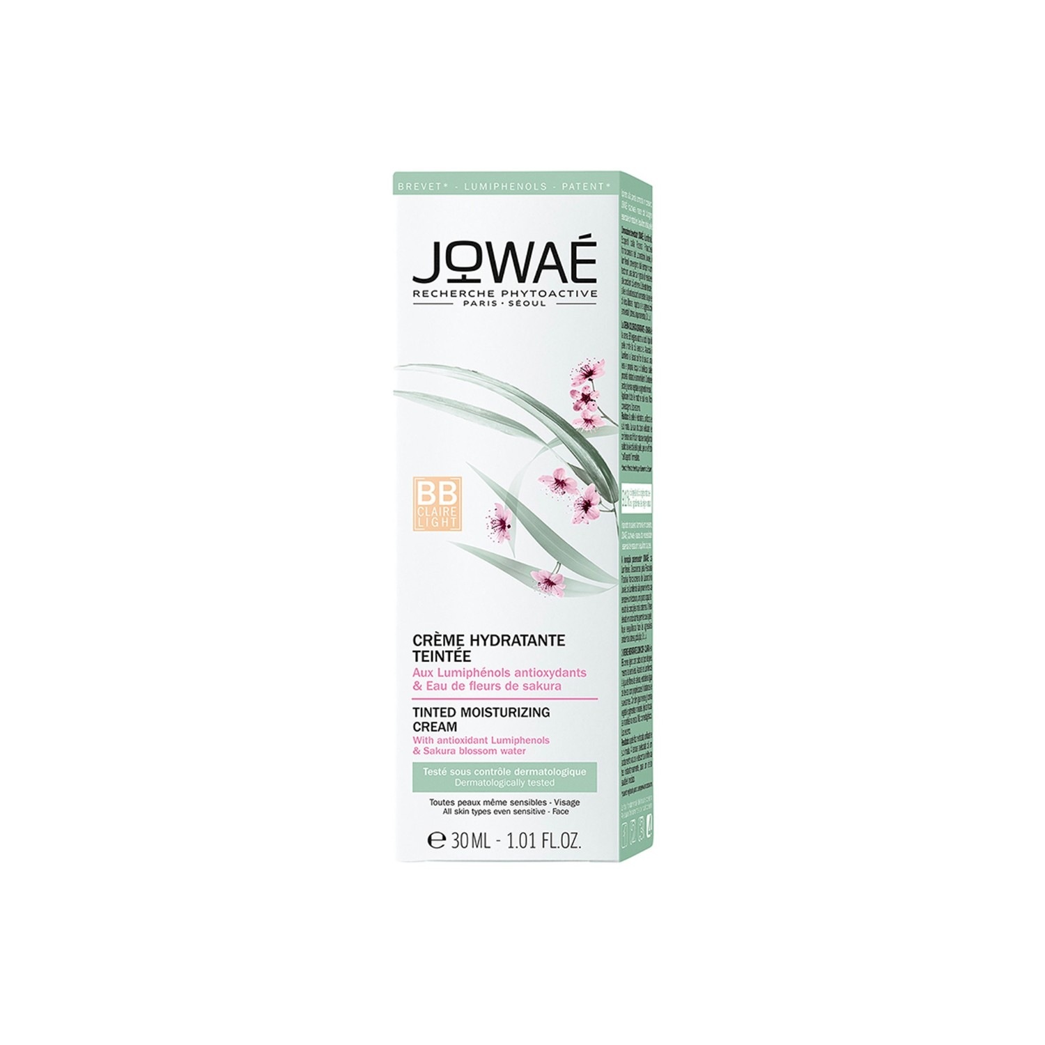 Jowaè Crème Hydratante Teintée Claire à l'Eau de Fleurs de Sakura