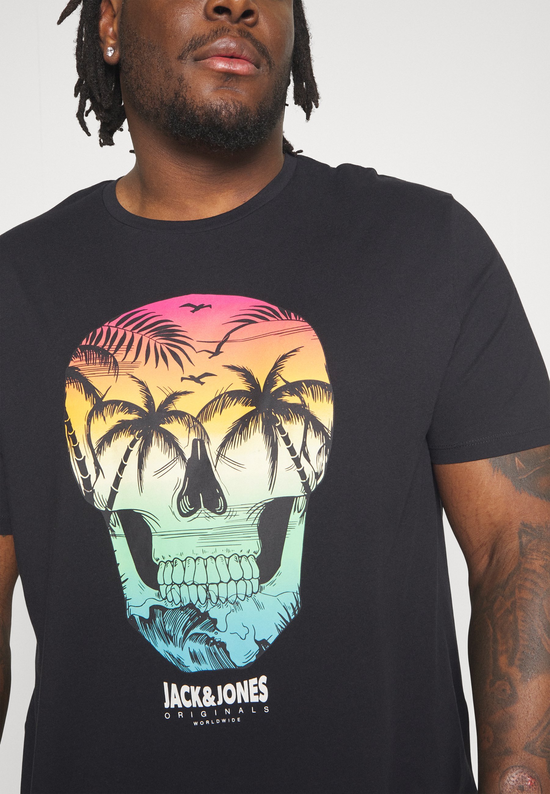 Jack & Jones JORMINDSKULL TEE CREW NECK - Bedrucktes T-Shirt - Schwarz
