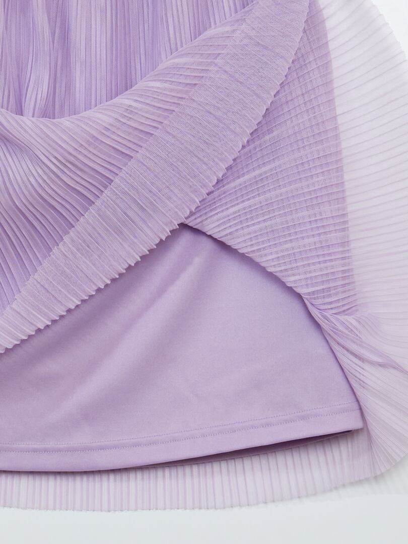 Falda plisada de tul con cinturón de lentejuelas - MORADO