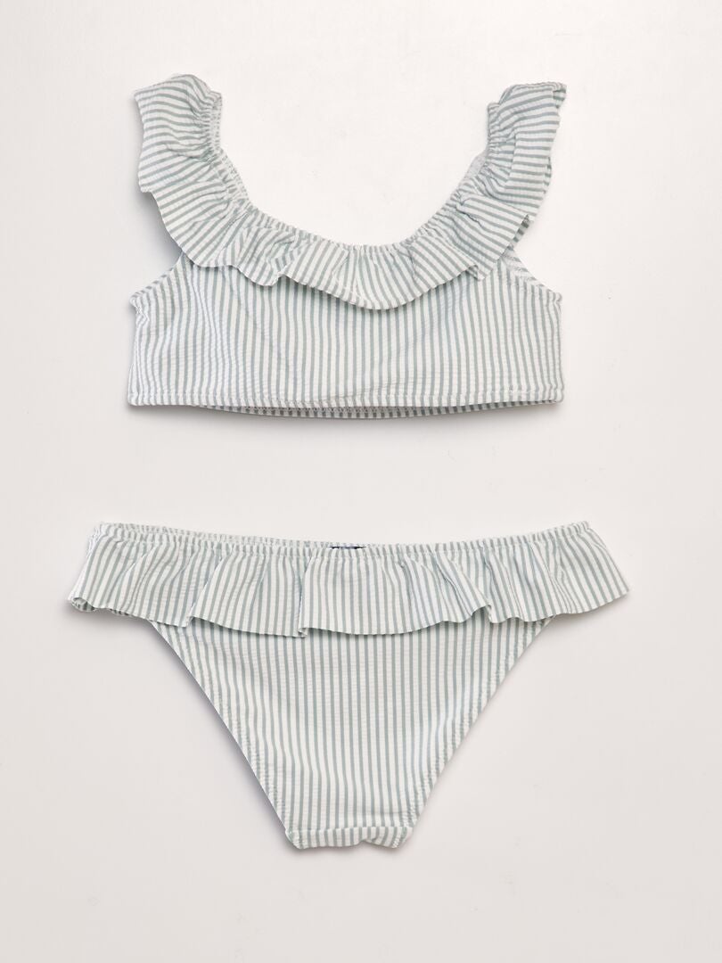 Conjunto de biquíni listrado de duas peças - AZUL
