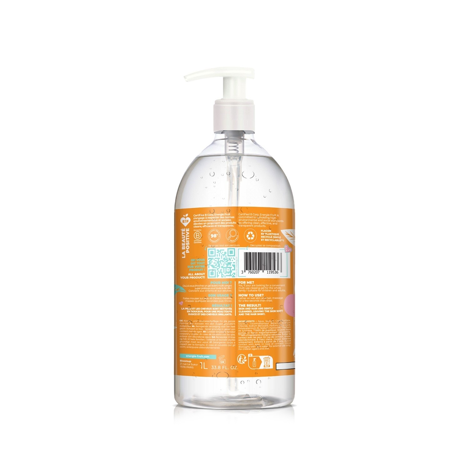 Energie Fruit soin lavant doux corps & cheveux - enfants & adultes - parfum abricot