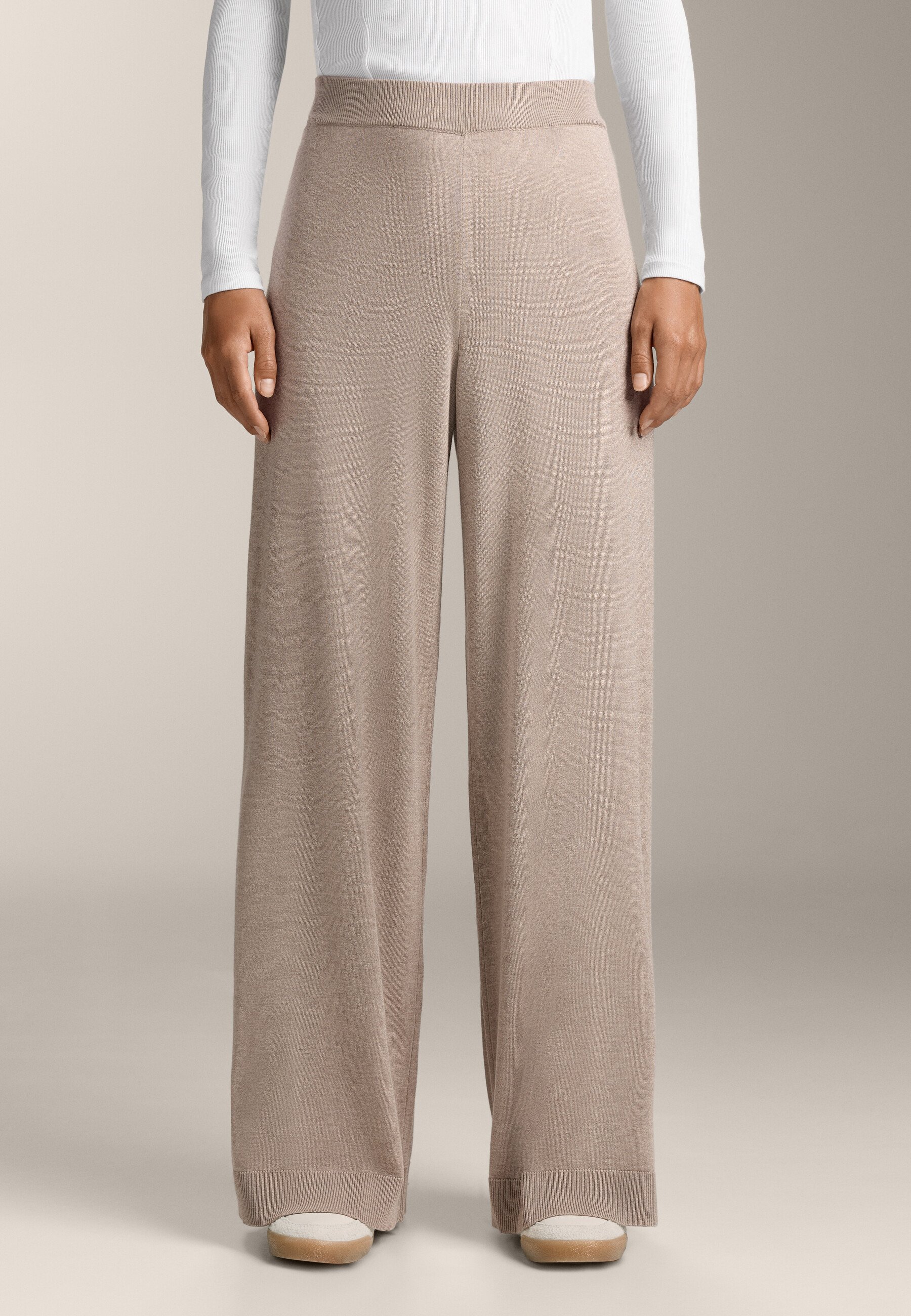 OYSHO 10% Kasjmier Rechte Gebreide Broek - beige