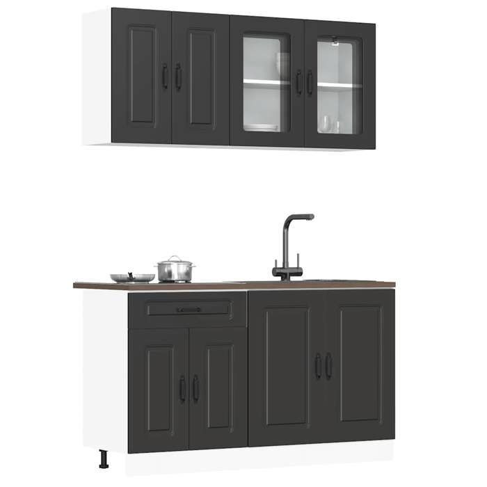 vidaXL Kalmar 4-Piece Kitchen Cabinet Set, Engineered Wood, Cabinet Set, Storage Shelf, Cupboard, 3314852