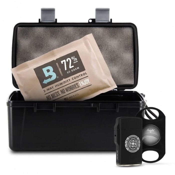 Pack Premium: accesorios de viaje y artículos esenciales para fumadores de puros.