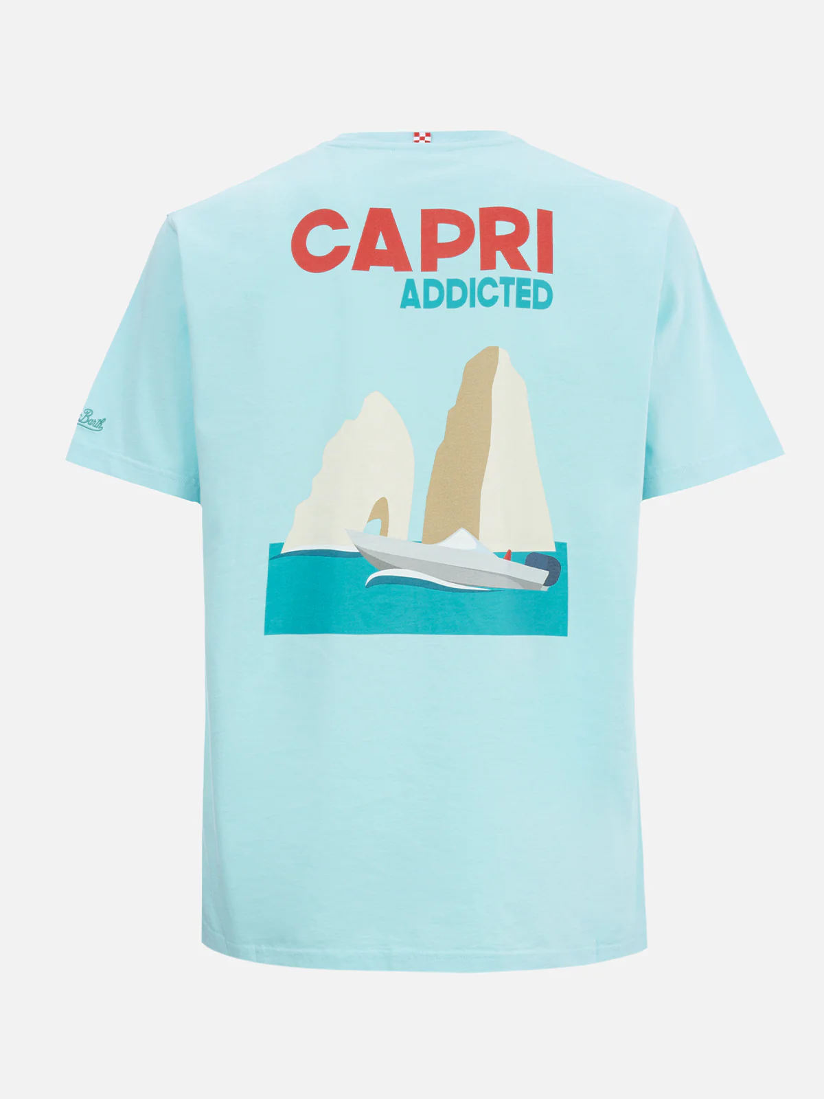 Heren katoenen T-shirt met Capri Addicted ansichtkaartprint