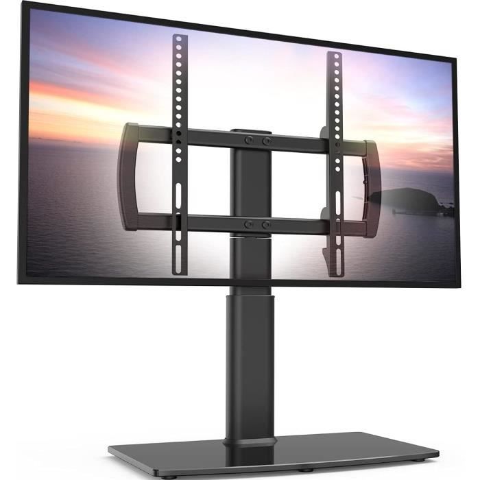 Soporte universal para televisores de 27 a 55 pulgadas con ajuste de altura y rotación de +/- 40 grados para pantallas LED, LCD y de plasma.