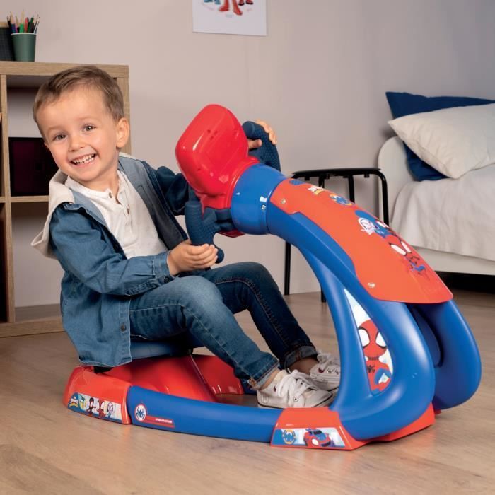 Smoby - Spidey - V8 Driver - Driving Simulator for Children - Adjustable Seat - Sounds and Lights - Batteries Not Included