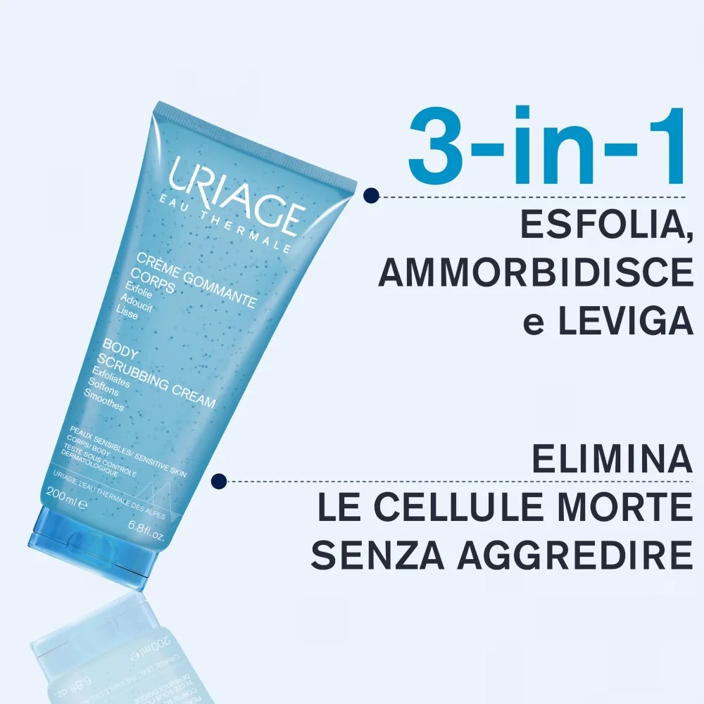URIAGE Body peelingcrème 200 ml voor de normale tot droge huid
