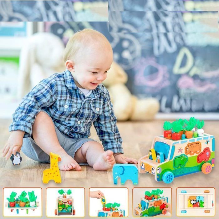 Montessori Toy - LECOO - 7 in 1 - Magnetic - Educational - Natural Wood
