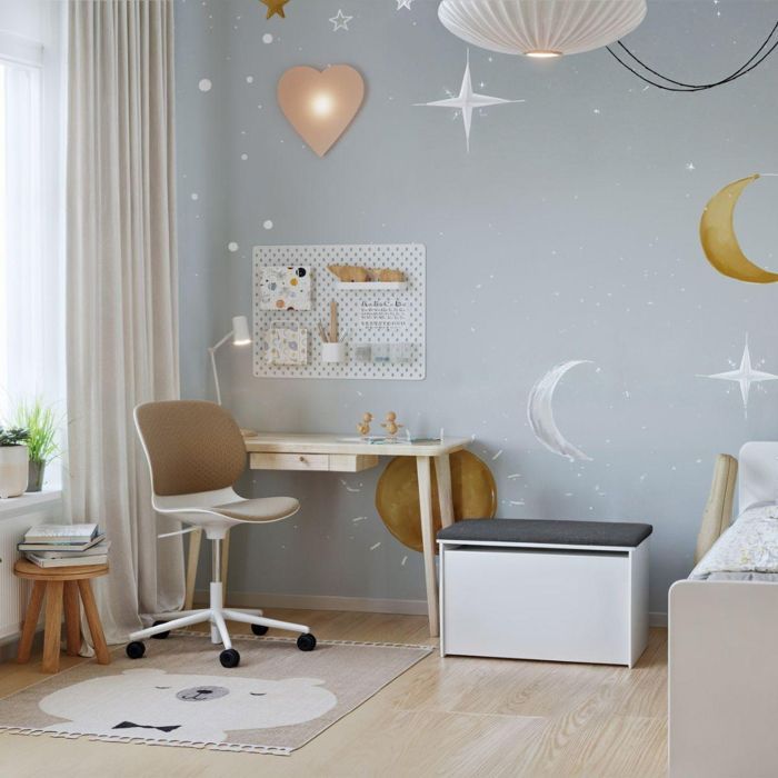 DARIA Spielzeugkiste – Gepolsterter Sitz für Kinder – Weiß – 73 x 42 x 40 cm