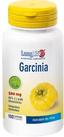 Long Life voedingssupplement voor gewichtsverlies met garcinia. LongLife 500 mg, 100 capsules, glutenvrij.