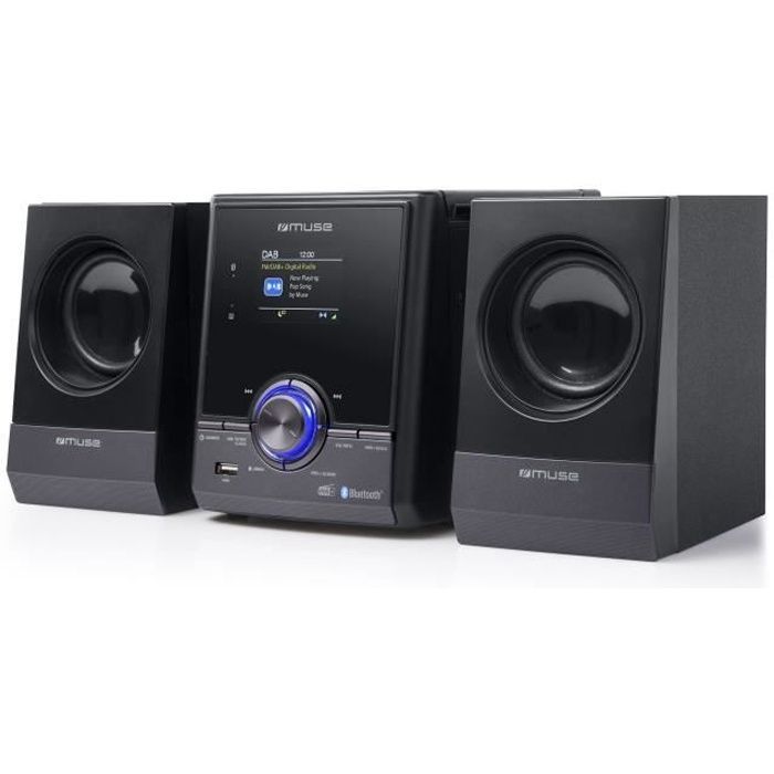 MUSE M-50 DBT - Micro Hi-Fi System with CD Player - DAB+/FM Radio - Bluetooth - 60 Station Presets - 2 x 15W - USB, Aux Input, Headphone Jack - Black