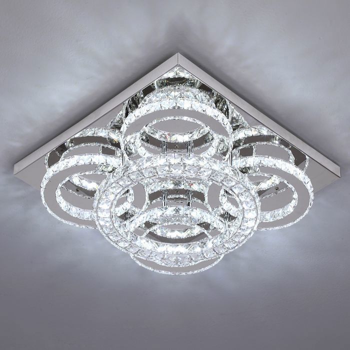 K9 LED-Kristalllüster für moderne Wohnzimmer, Deckenleuchte mit Fernbedienung, dimmbar, 3 Farben