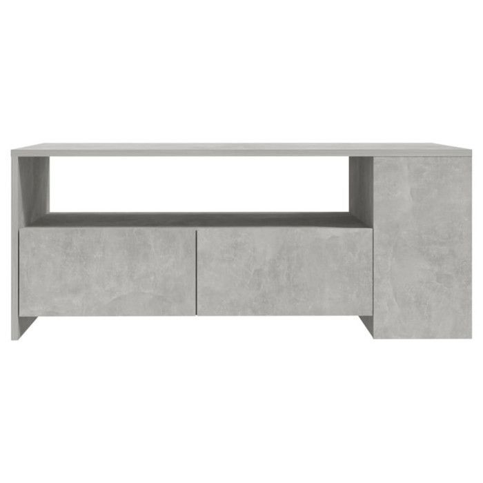 Mesa de centro vidaXL, cinza concreto, 102x55x42 cm, madeira engenheirada, 810921