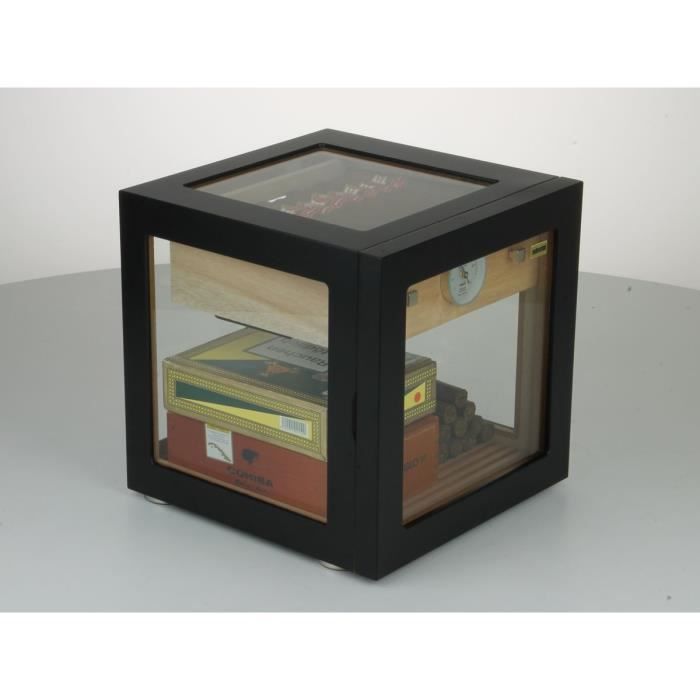 Adorini Cube Deluxe Noir - cèdre Espagnol Bois Humidor jusqu'à 100 Cigares avec Les Cheveux hygromètre et système Humidification