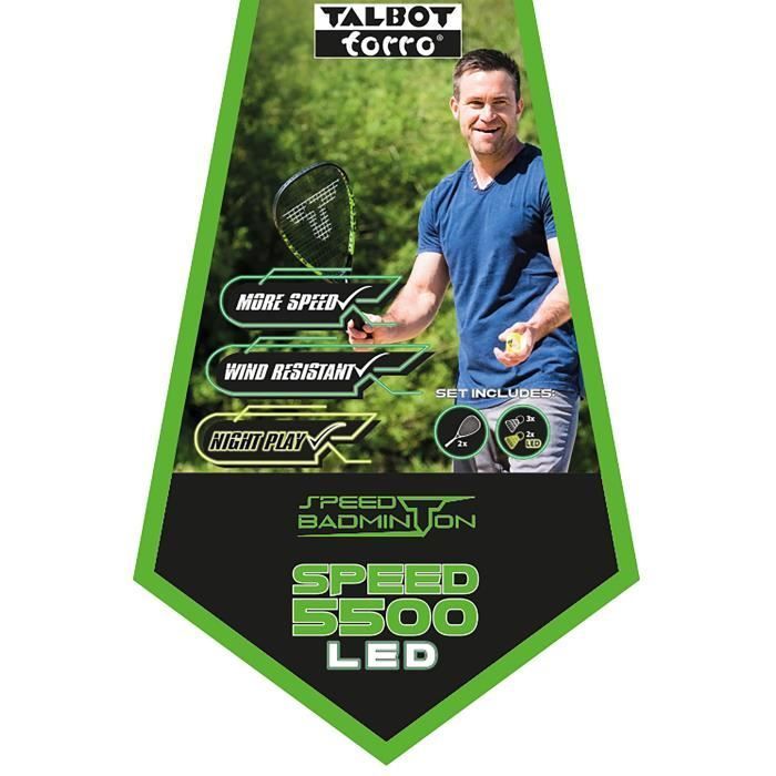 TALBOT TORRO Speed 5500 Badminton Racket - Aluminum - 56.5 cm long - 17.3 mm frame profile - 170 g - Durable string