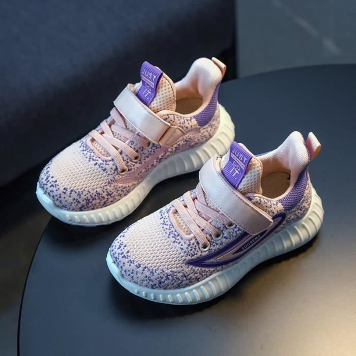 Zapatillas deportivas infantiles para niños y niñas, calzado deportivo con tejido de malla transpirable - Rosa