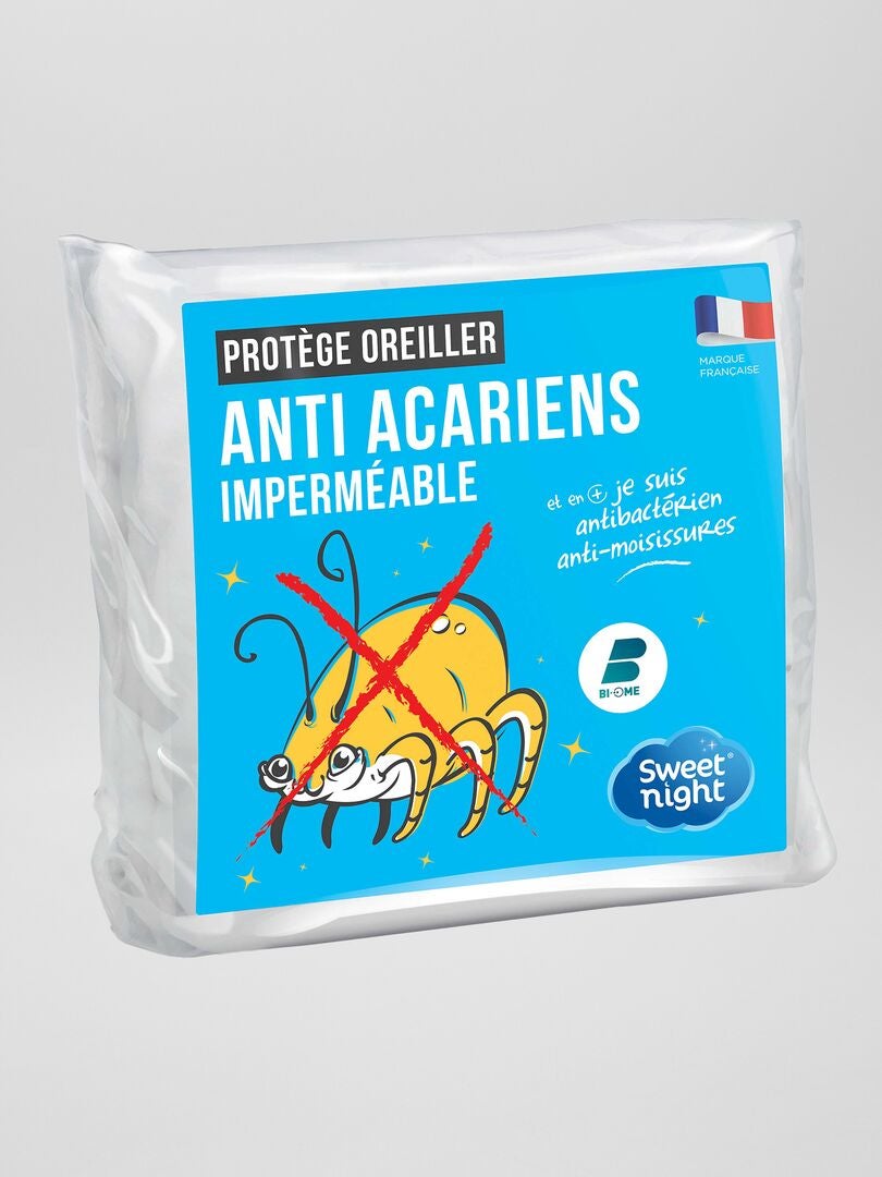 Capa de almofada de algodão impermeável e antiácaros - branca